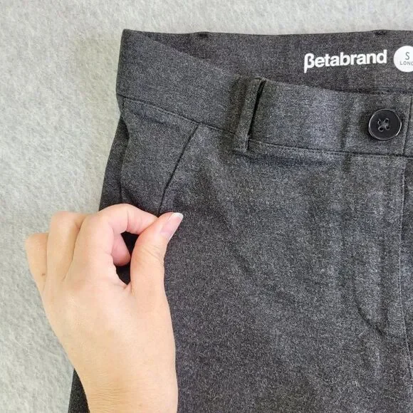 Betabrand Dress Pants Womens ST Long Gray Pull On Straight Leg Mid Rise Slimming - Picture 3 of 15